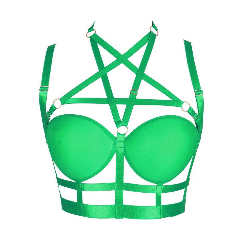 6218 Body Harness Bra Punk Bra Gothic Pentagram Carnival Dance Elastic